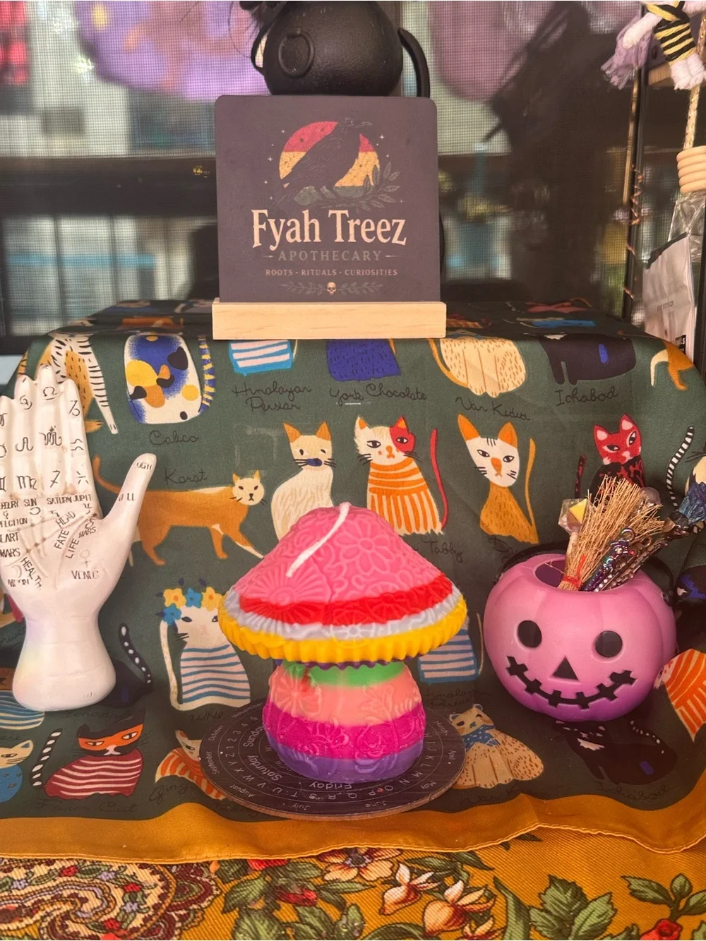 Rainbow Floral Mushroom Candle